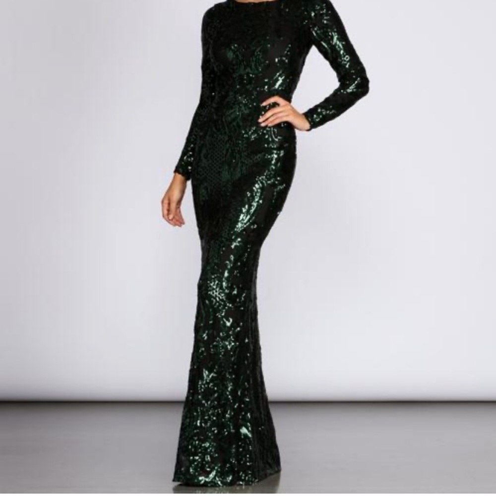 Green evening gown